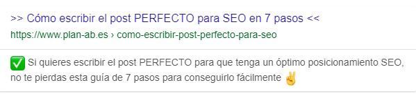 Título y metadescripcion optimizados para SERP de Google