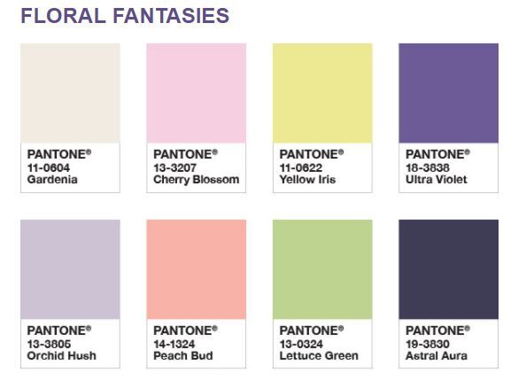 Paleta floral fantasies Pantone
