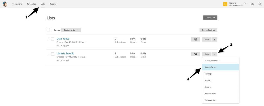 Los formularios en Mailchimp