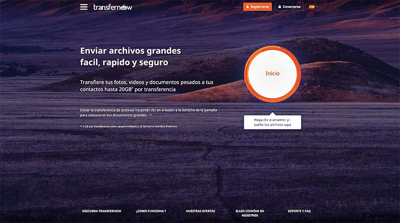 Transfernow compartir archivos grandes