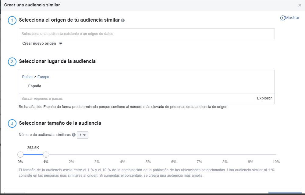 Crear audiencia similar