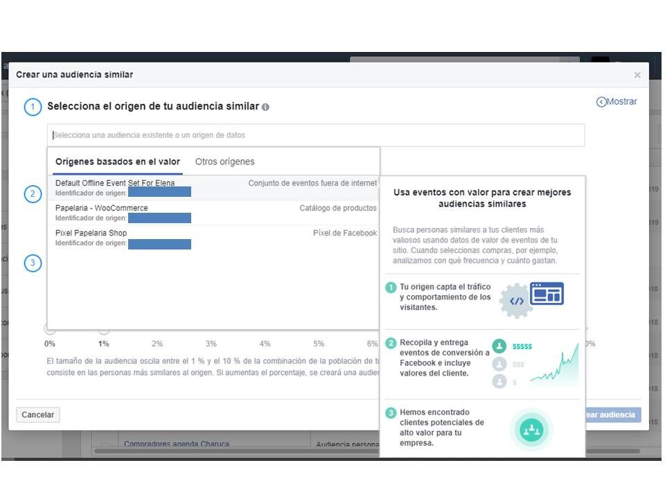 Elegir origen audiencia similar