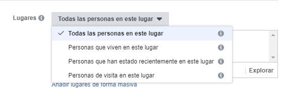 Lugares anuncios Facebook