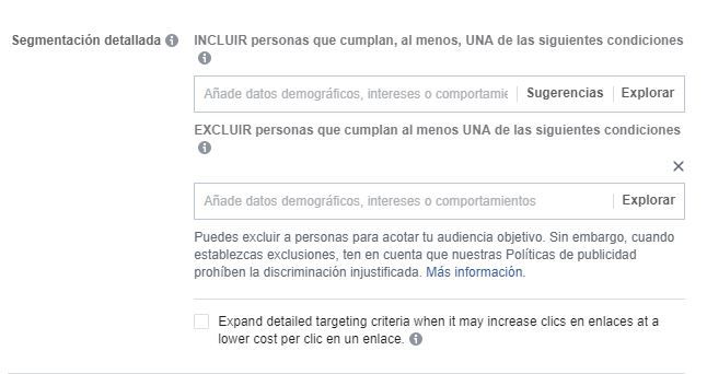 Segmentación detallada Facebook Ads