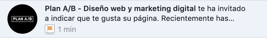 Invitación a página de Facebook_