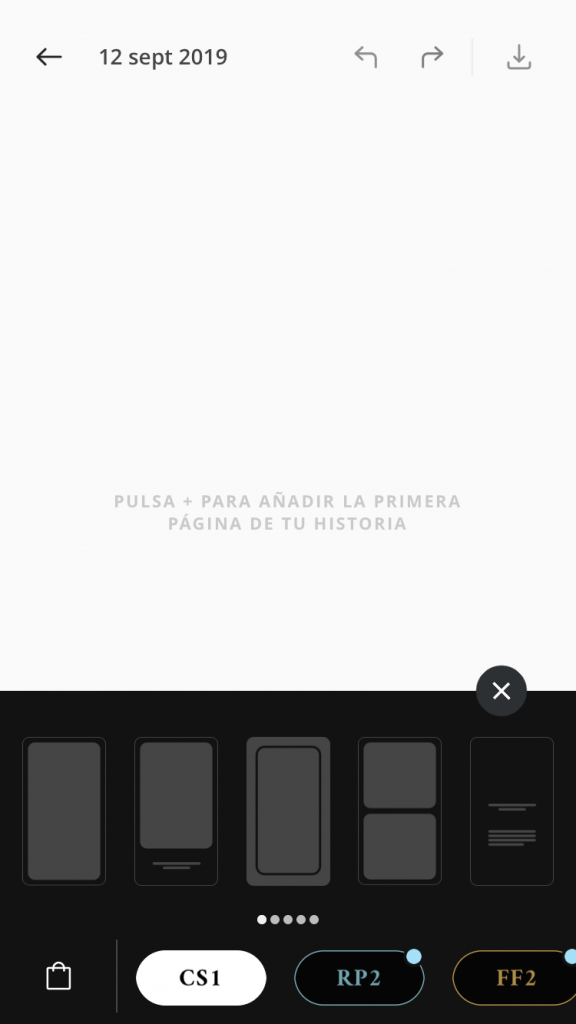 Escoger plantilla en Unfold
