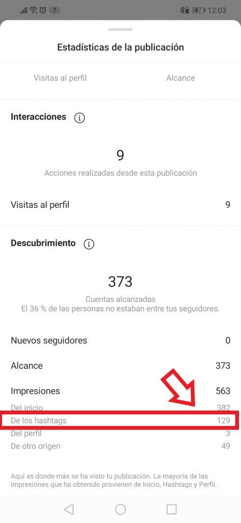 Hashtag en la biografía de Instagram