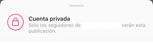 Aviso cuenta privada Instagram