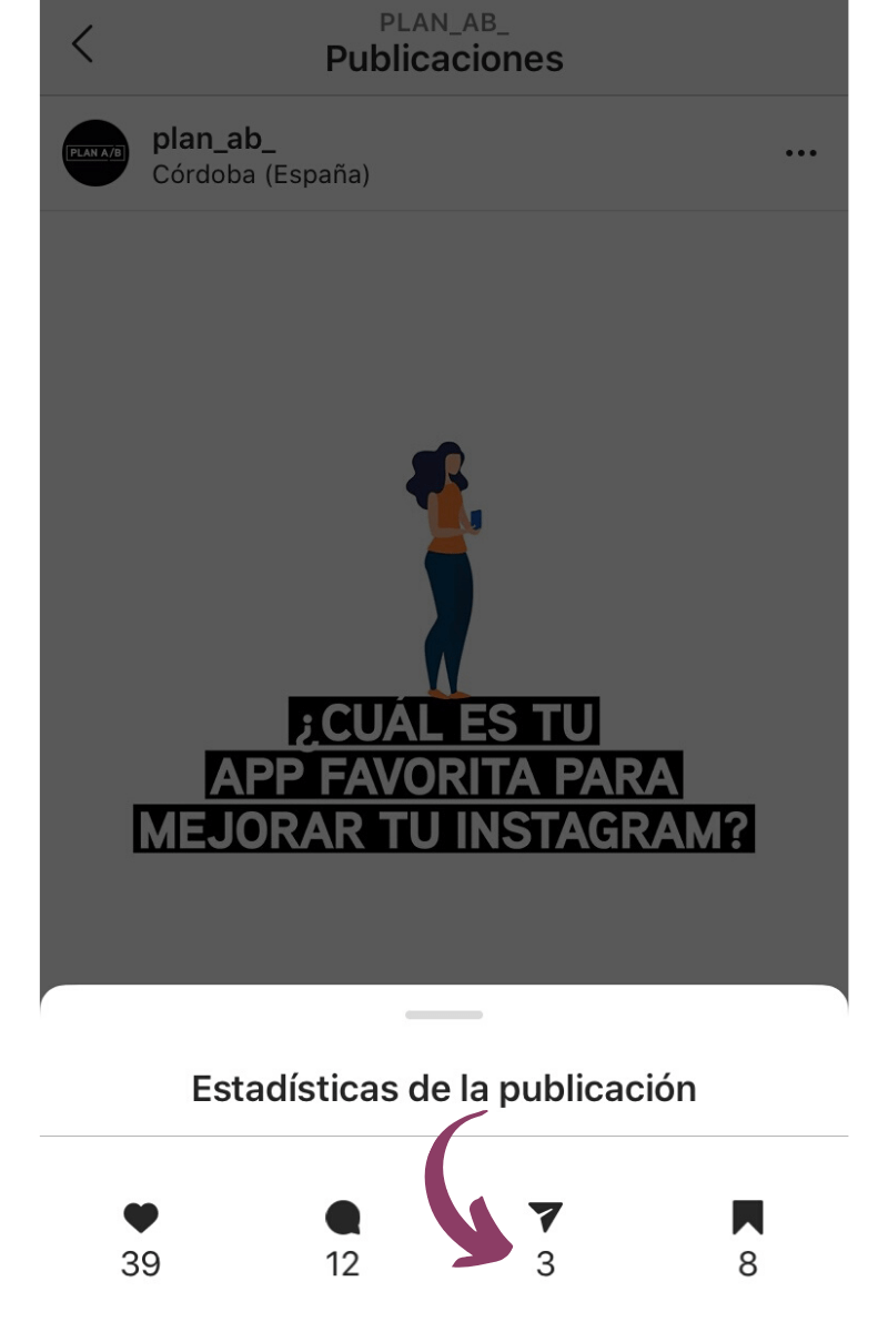 Estadísticas de compartidos Instagram