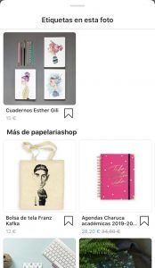 Producto etiquetado Instagram