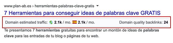 Información SERP Keyword Surfer