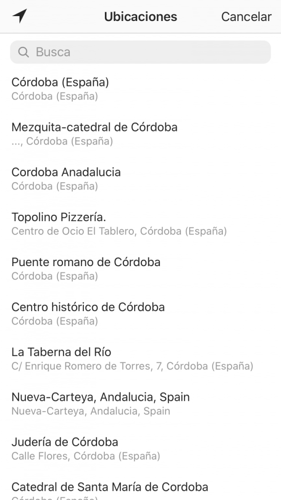 Seleccionar ubicación Instagram